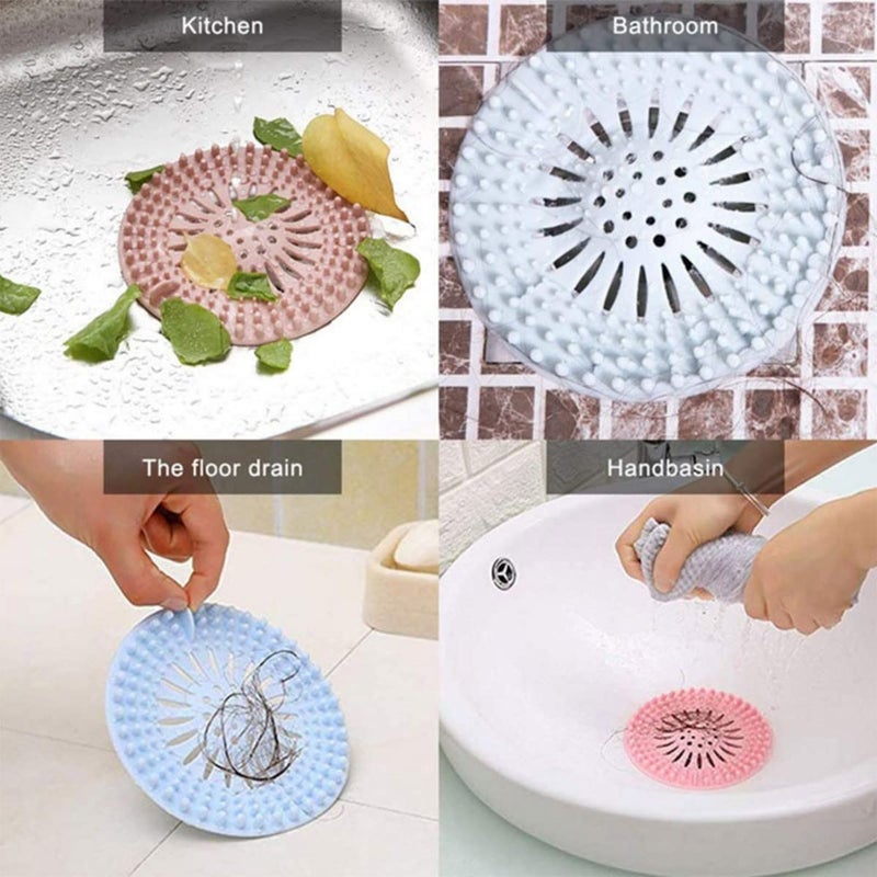 HENIJ� Shower Drain Hair Catcher, Shower Drain Covers Silicon, Hair Drain Catcher and Clean for Shower Drain Bathroom Bathtub Kitchen Tub (Pack of 3) - Image 4