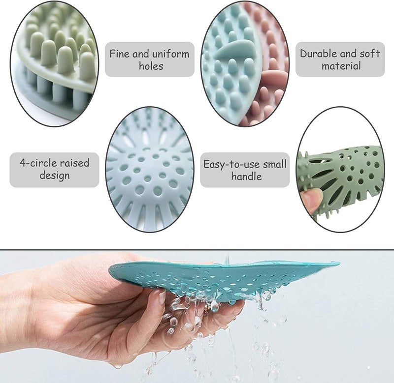 HENIJ� Shower Drain Hair Catcher, Shower Drain Covers Silicon, Hair Drain Catcher and Clean for Shower Drain Bathroom Bathtub Kitchen Tub (Pack of 3) - Image 5