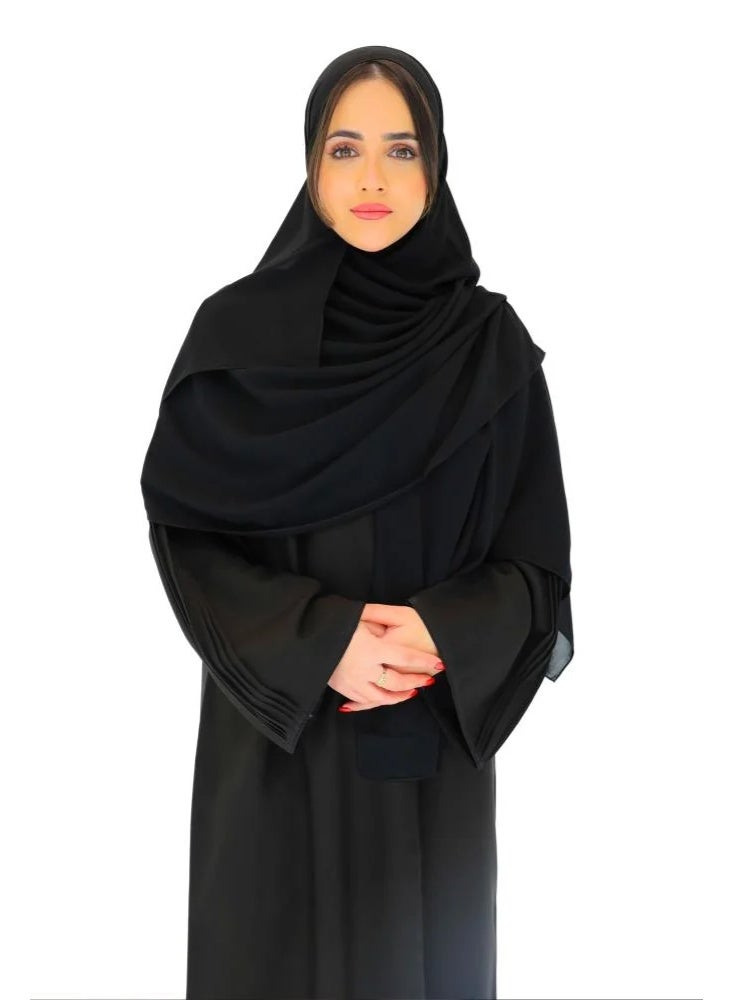 BHNS Two-meter by one-meter headscarf, Malaysian khimar, long black headscarf, large black headscarf, long Islamic headscarf, chiffon headscarf, Umrah headscarf, royal headscarf, abaya headscarf, modest headscarf, long wrap headscarf, wrap headscarf, fixed headscarf, long women's headscarf, laser-cut headscarf, Umrah headscarf, long plain black headscarf, Saudi chiffon headscarf, veil headscarf, modest headscarf - Image 3
