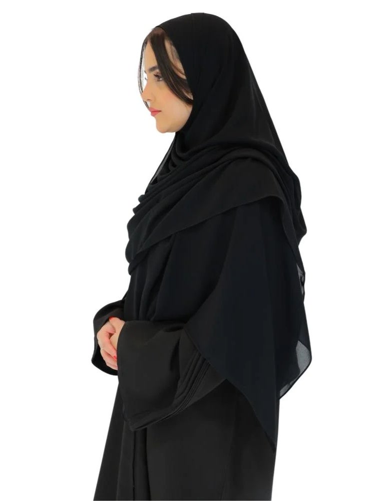 BHNS Two-meter by one-meter headscarf, Malaysian khimar, long black headscarf, large black headscarf, long Islamic headscarf, chiffon headscarf, Umrah headscarf, royal headscarf, abaya headscarf, modest headscarf, long wrap headscarf, wrap headscarf, fixed headscarf, long women's headscarf, laser-cut headscarf, Umrah headscarf, long plain black headscarf, Saudi chiffon headscarf, veil headscarf, modest headscarf - Image 4