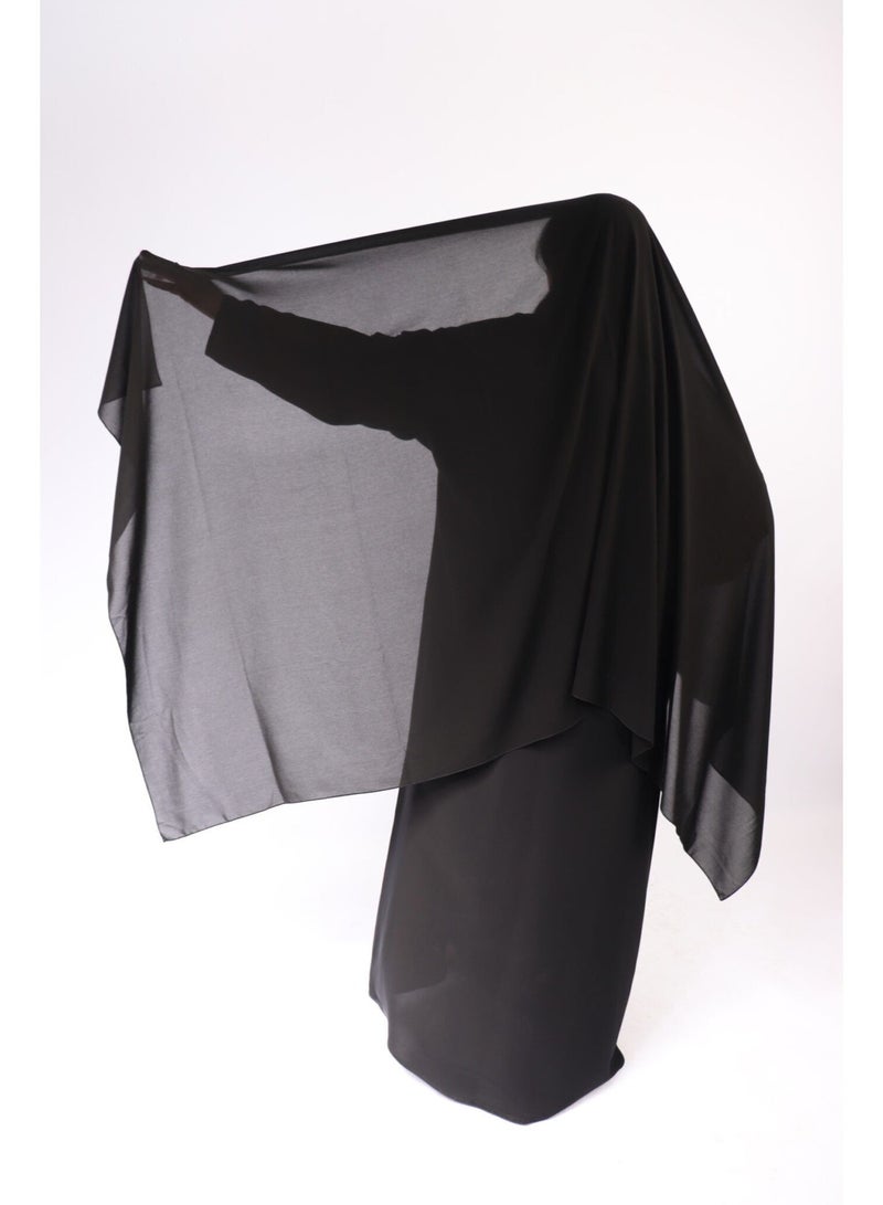 BHNS Two-meter by one-meter headscarf, Malaysian khimar, long black headscarf, large black headscarf, long Islamic headscarf, chiffon headscarf, Umrah headscarf, royal headscarf, abaya headscarf, modest headscarf, long wrap headscarf, wrap headscarf, fixed headscarf, long women's headscarf, laser-cut headscarf, Umrah headscarf, long plain black headscarf, Saudi chiffon headscarf, veil headscarf, modest headscarf - Image 5