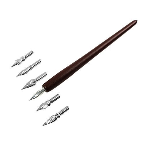 FEATTY Dip Pen for Drawing with ink - Antique Wooden Calligraphy Kits for beginners with 6 Replaceable Nibs - Image 3