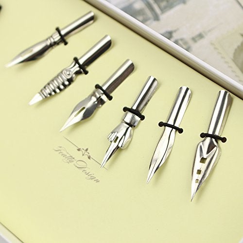 FEATTY Dip Pen for Drawing with ink - Antique Wooden Calligraphy Kits for beginners with 6 Replaceable Nibs - Image 2