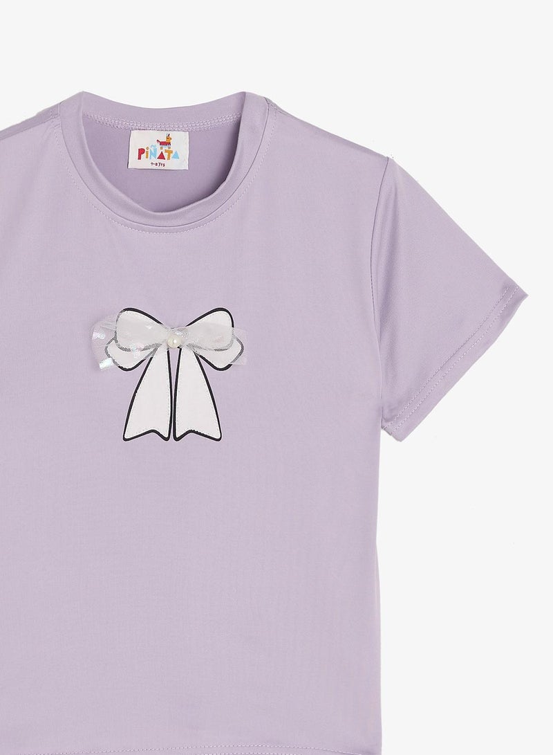 Pinata Bow Print Pearl Detail Cotton Tshirt - Image 4