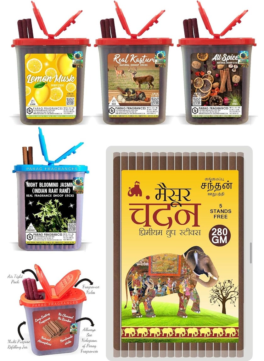 PARAG FRAGRANCES Parag Fragrances Extra Premium Long Lasting Dhoop Sticks 100 Gram Pack for Pooja Home Fragrance Raat Rani  - Image 5