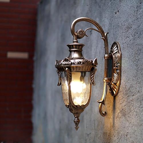 CITRA Antique Brushed Outdoor Wall Light Fixture Wall Lights with Glass Shade - Warm White - Image 1