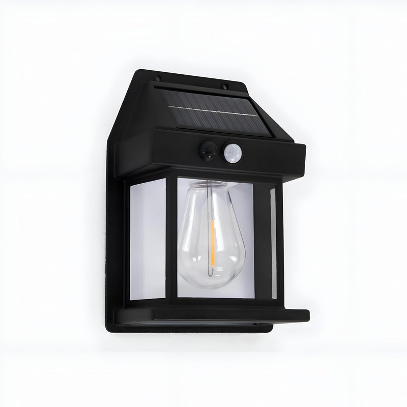 Solar Light - Black Acrylic Outdoor Wall Lamp with Motion Sensor and Three Modes for Gardens Paths Fences Weather Resistant Durable Design