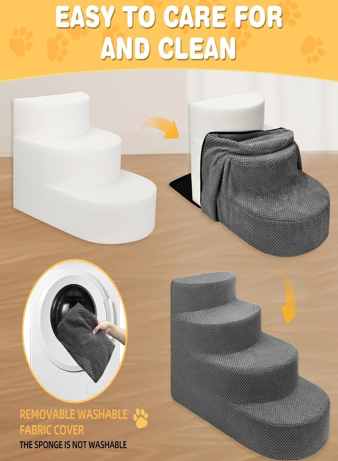 NECKORY Dog Stairs for Small Dogs, Foam Steps for Small Dogs & Cats, 4 Steps Dog Ramp for High Beds, Couch, Window, Sofa, Pet Stairs with Removable Washable Cover, Non-Slip Sturdy Pet Steps, Gray - Image 4