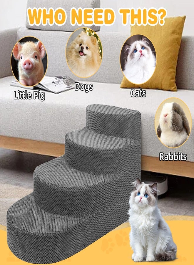 NECKORY Dog Stairs for Small Dogs, Foam Steps for Small Dogs & Cats, 4 Steps Dog Ramp for High Beds, Couch, Window, Sofa, Pet Stairs with Removable Washable Cover, Non-Slip Sturdy Pet Steps, Gray - Image 5
