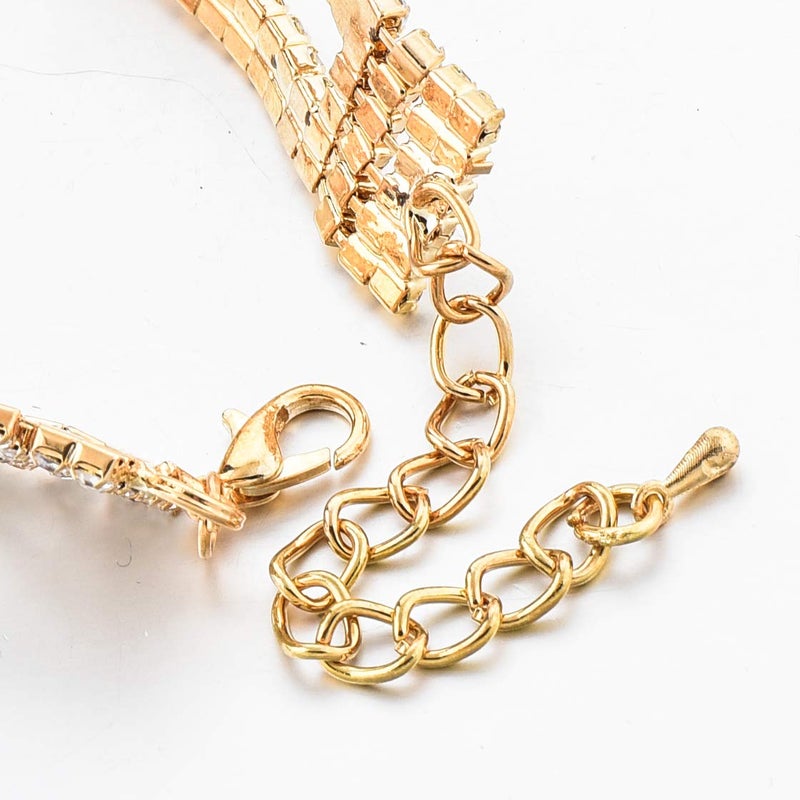 Long Way Women's Silver/Gold Plated Crystal Bracelets 6.7"+2.4" (White) - Image 3