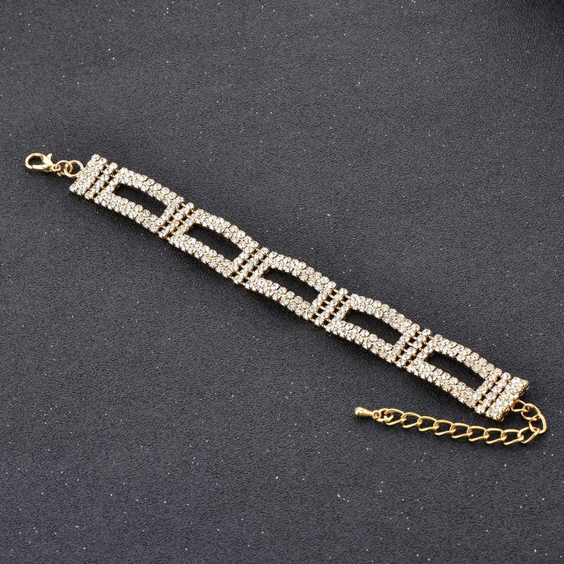 Long Way Women's Silver/Gold Plated Crystal Bracelets 6.7"+2.4" (White) - Image 5