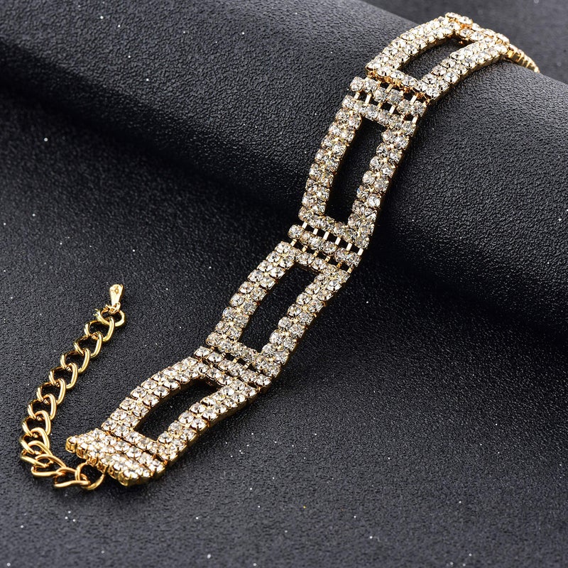 Long Way Women's Silver/Gold Plated Crystal Bracelets 6.7"+2.4" (White) - Image 4