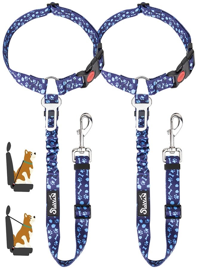 لوكوفي حزام أمان للكلاب من لوكوفي، عبوة من قطعتين، حزام أمان لمسند الرأس، مقود أمان قابل للتعديل للحيوانات الأليفة مع حبل مطاطي عاكس لحزام صدر الكلب والاستخدام اليومي أثناء السفر (أزرق مخلب، مسند رأس + مشبك) - Image 1