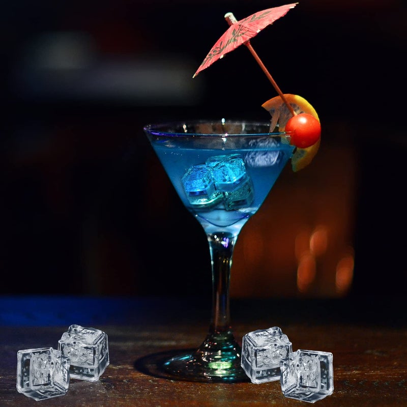 Nonley Light Up Ice Cubes for Drinks, 96 PCS Blue LED Ice Cubes Liquid Activated, Glow in The Dark Waterproof Ice Cubes for Home Bar Supplies Summer Party Wedding Decor - Image 5