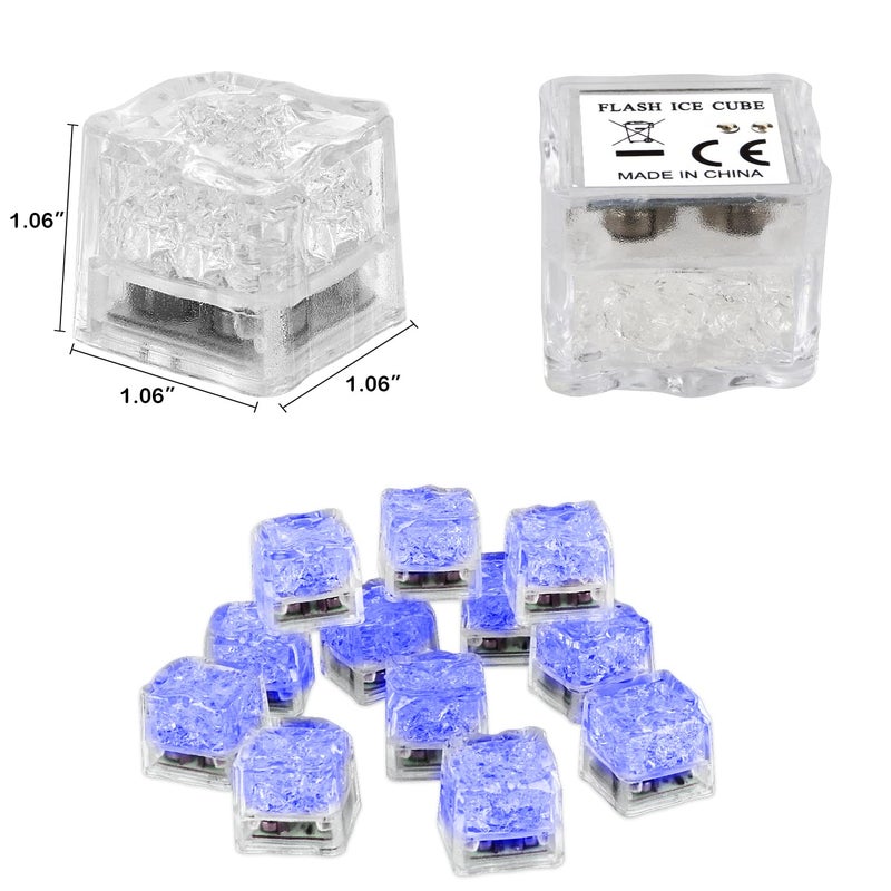 Nonley Light Up Ice Cubes for Drinks, 96 PCS Blue LED Ice Cubes Liquid Activated, Glow in The Dark Waterproof Ice Cubes for Home Bar Supplies Summer Party Wedding Decor - Image 3