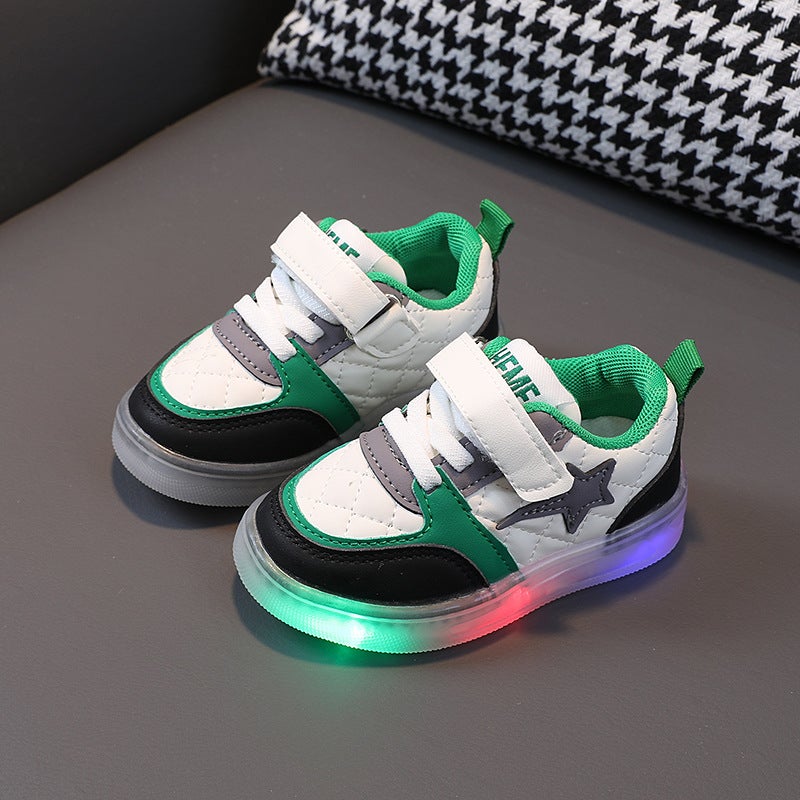 Kids LED Sneakers Casual Boys Girls Sport Shoes K336 Black 