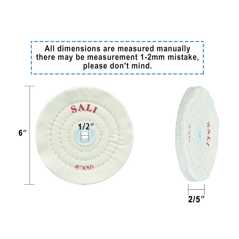 SALI 4 Pack Polishing Wheel for Bench Grinder Buffing Wheel 6 inch White Cotton (50 Ply) for Buffer Polisher Medium Polish Pad 1/2'' Arbor Hole with Polishing Compound Kit - Image 2