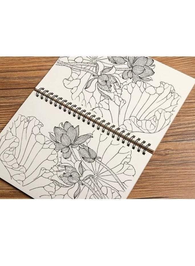 1 Piece Blank Spiral Notebook, Soft Cover, Sketch book, 100 s / 50 Sheets, 26.2cm*19.4cm (Black) - Image 4