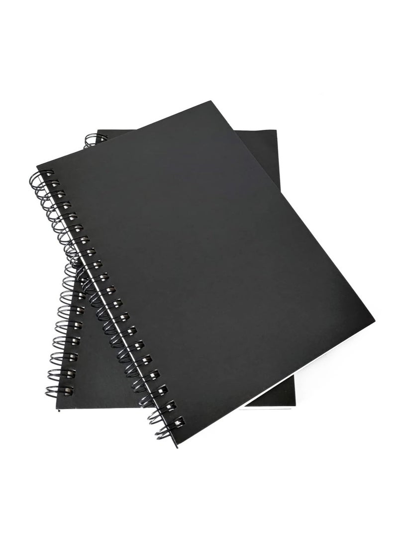1 Piece Blank Spiral Notebook, Soft Cover, Sketch book, 100 s / 50 Sheets, 26.2cm*19.4cm (Black) - Image 5