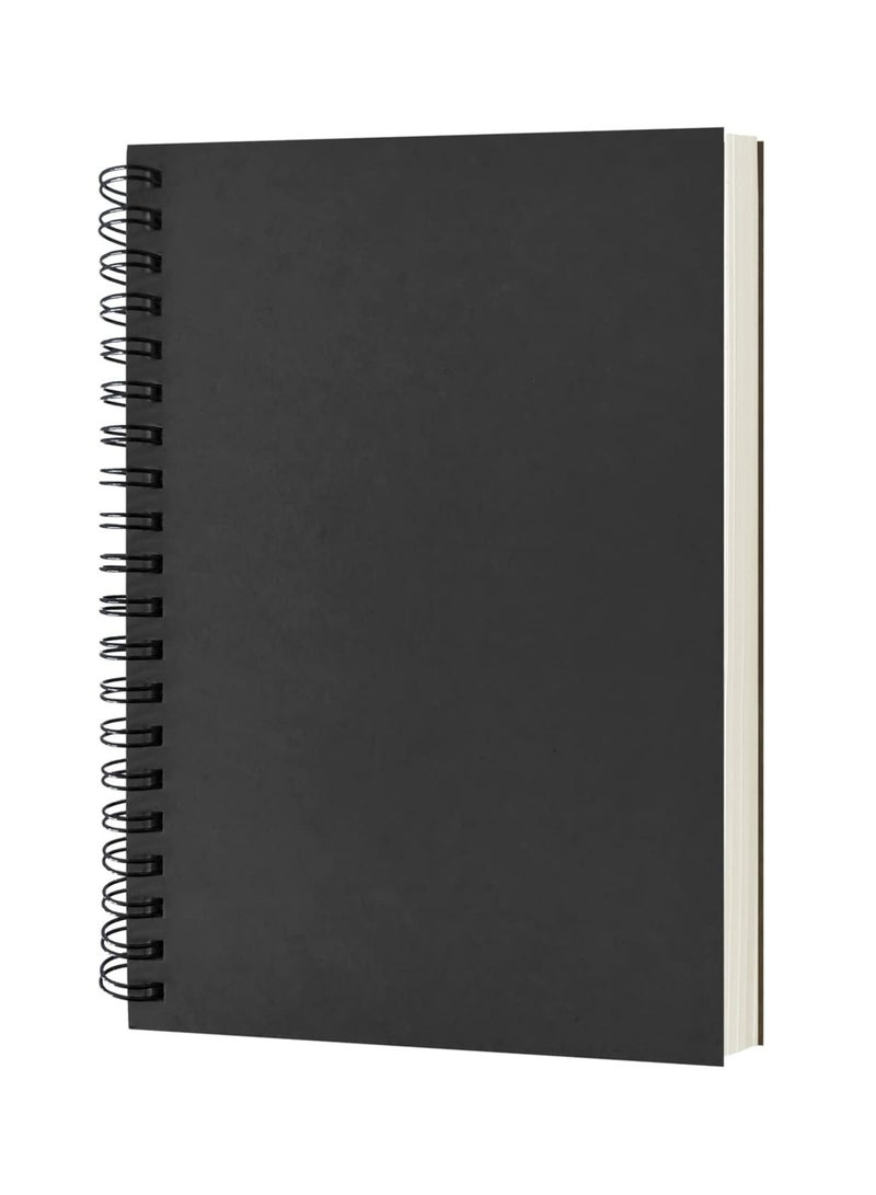 1 Piece Blank Spiral Notebook, Soft Cover, Sketch book, 100 s / 50 Sheets, 26.2cm*19.4cm (Black) - Image 1