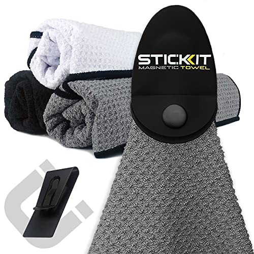 STICKIT Magnetic Sports Towel for Gym  Yoga QuickDry Absorbent Microfiber with Deep Waffle Pockets Powerful Magnet for Easy Access Perfect for Workout and Outdoor Activities