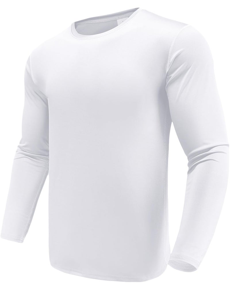 Boyzn 1 Pack Long Sleeve Tee Shirts for Men, Dry Fit Moisture Wicking Long Sleeve Shirts, Athletic Workout Shirts for Running White-XL - Image 1