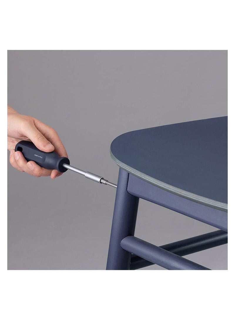 HOTO 5-Piece Hand Tool Set | Multipurpose Screwdriver | Magnetic Claw Hammer | Self-Lock Measuring Tape | Needle Nose Pliers | Adjustable Spanner | 10-Piece Alloy Bits – Silver - Image 3