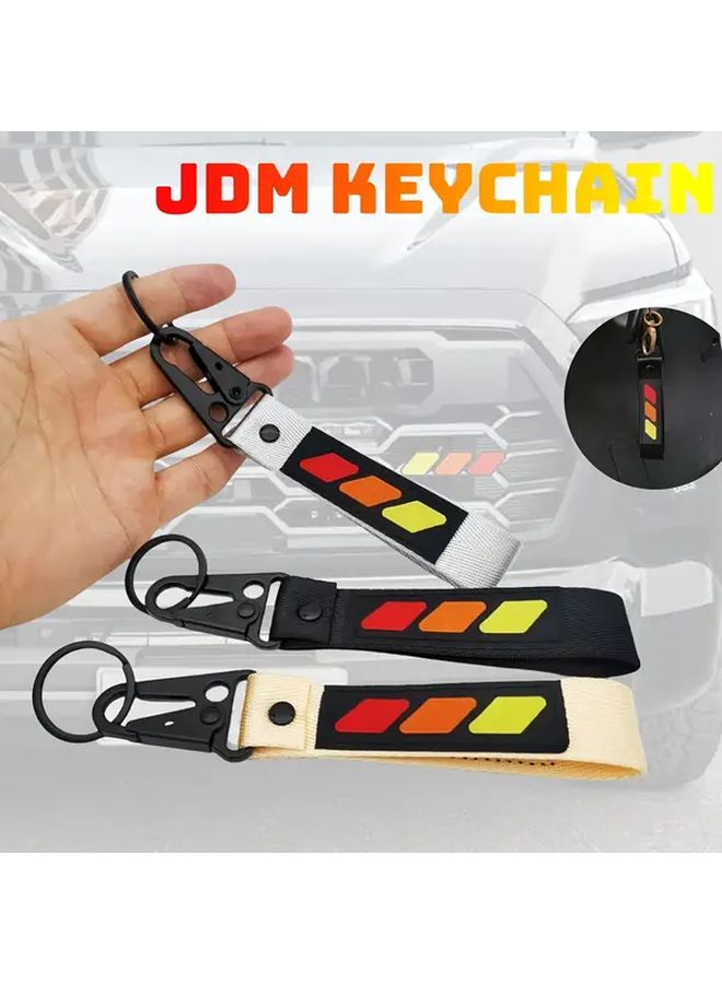 1 Jdm Silvery Blue White Gradient Grille Tricolor Mark Keyring Keychain Car Motorcycle Accessories Ideal Keychain For Men For Toyota Tacoma 4runner Sequoia RAV4 Highlander Ram Raptor Tank Pickup Automotive Gifts - Image 1