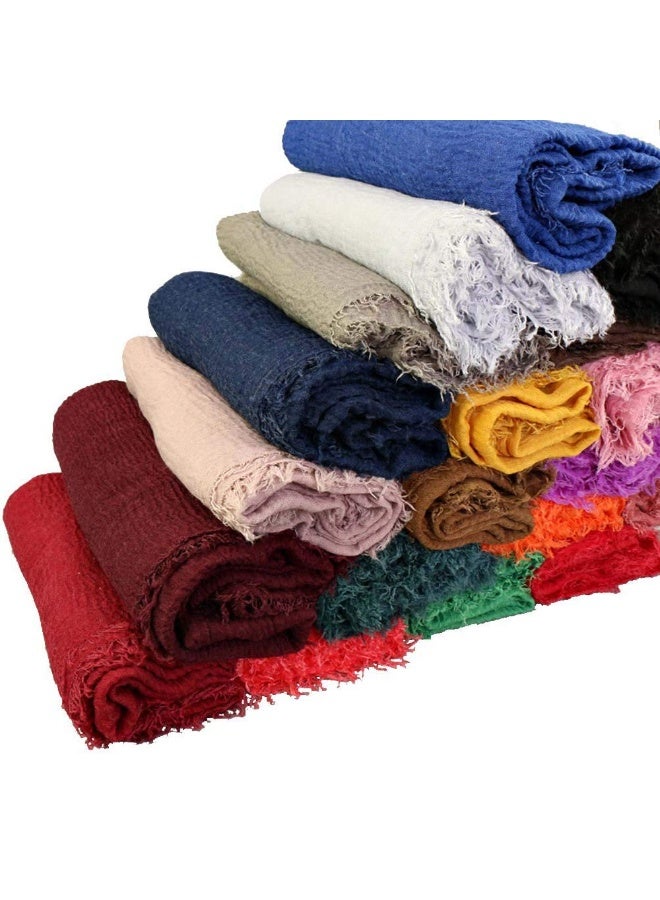 KISSUN Summer Cotton Blend Crinkle Vintage Soft Scarf with Fringed Edges 35'' 70''' - Image 4