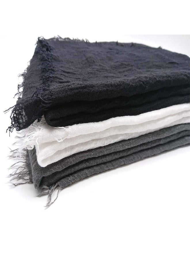 KISSUN Summer Cotton Blend Crinkle Vintage Soft Scarf with Fringed Edges 35'' 70''' - Image 5