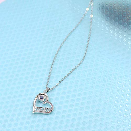 UEUC I LOVE YOU Mom Love Heart Necklace,925 Sterling Silver Plated Rhinestone Necklace for Mom Birthday,Best Mother Jewelry Gift - Image 5