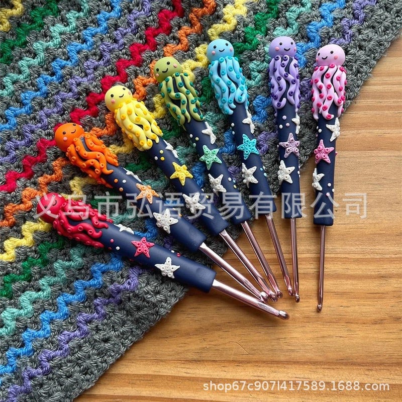 Resin Crochet Rainbow Gnome Crochet Hook Wool Needle Creative Colorful Dwarf Crochet - Image 4