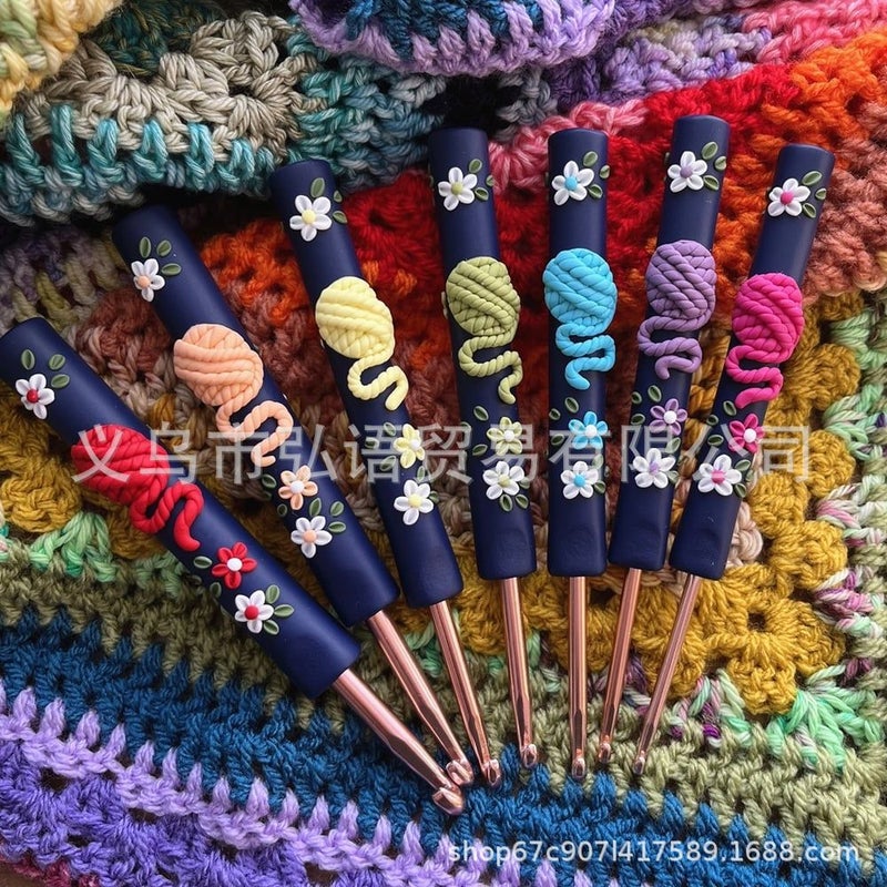 Resin Crochet Rainbow Gnome Crochet Hook Wool Needle Creative Colorful Dwarf Crochet - Image 3