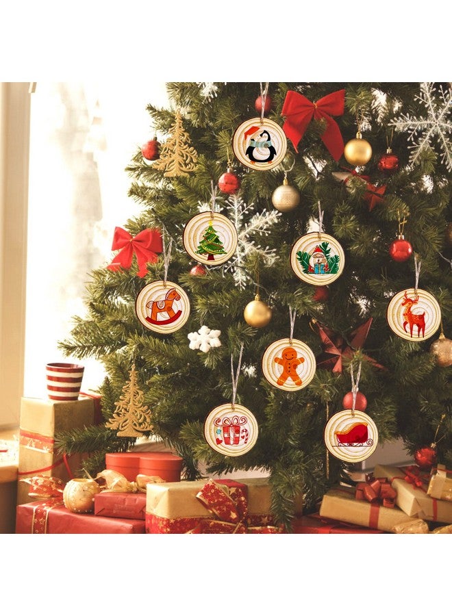 ماكس فن شرائح خشب طبيعي 30 قطعة 2.4-2.8 بوصة مجموعة حرفية خشبية زينة عيد الميلاد غير مكتملة مثقوبة مسبقًا مع دوائر خشبية مثقوبة للفنون والحرف اليدوية زينة عطلة عيد الميلاد الحرف اليدوية - Image 3