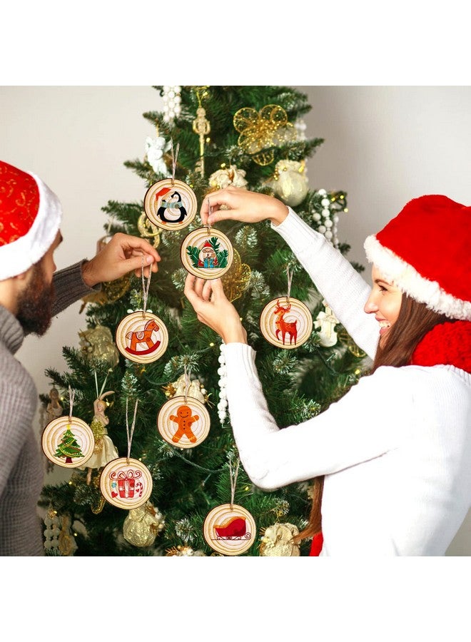 ماكس فن شرائح خشب طبيعي 30 قطعة 2.4-2.8 بوصة مجموعة حرفية خشبية زينة عيد الميلاد غير مكتملة مثقوبة مسبقًا مع دوائر خشبية مثقوبة للفنون والحرف اليدوية زينة عطلة عيد الميلاد الحرف اليدوية - Image 4