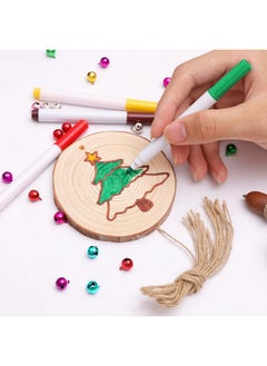 Max Fun Natural Wood Slices 30Pcs 2.4-2.8'' Craft Wood Kit Christmas Ornaments Unfinished Predrilled With Hole Wooden Circles For Arts And Crafts Christmas Holiday Ornaments Diy Crafts  - Image 2