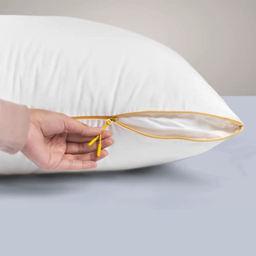 SleepyCat Cloud Pillow | Full-Size 100% Virgin Microfiber Pillow with No Lumps No Lint & No Shrinkage Guaranteed | 250TC Luxe Modal Fabric | Zipper Adjustable Firmness | White, Set of 4 (32x20 Inches) - Image 1