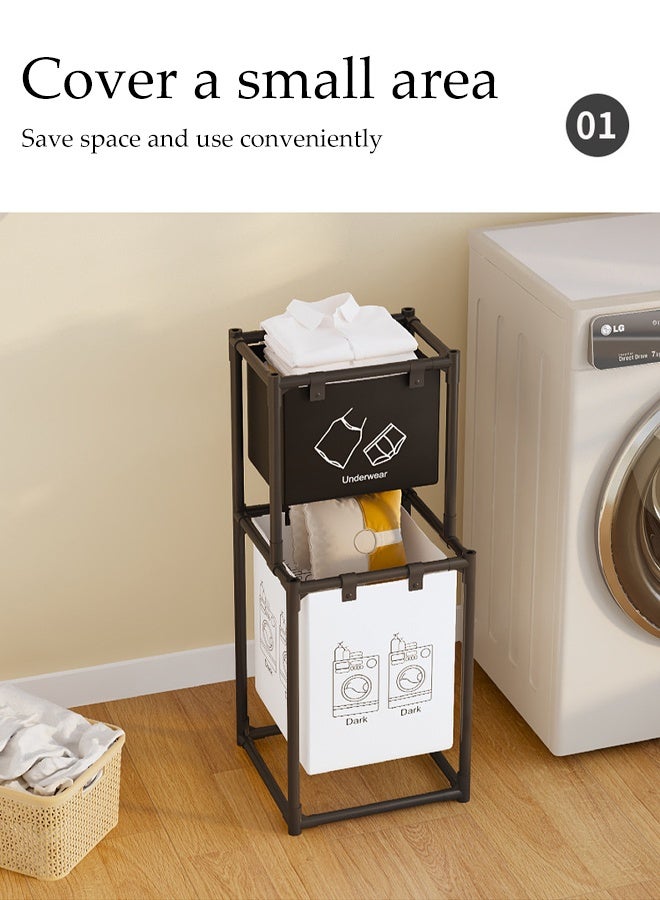 DUNISO 3-Tier Waterproof Laundry Hamper,Dirty Clothes Storage Basket  with Top Shelf and Removable Bags,4 Sections Sorter Organizer, Suitable For Bedroom , Bathroom , Balcony - Image 4