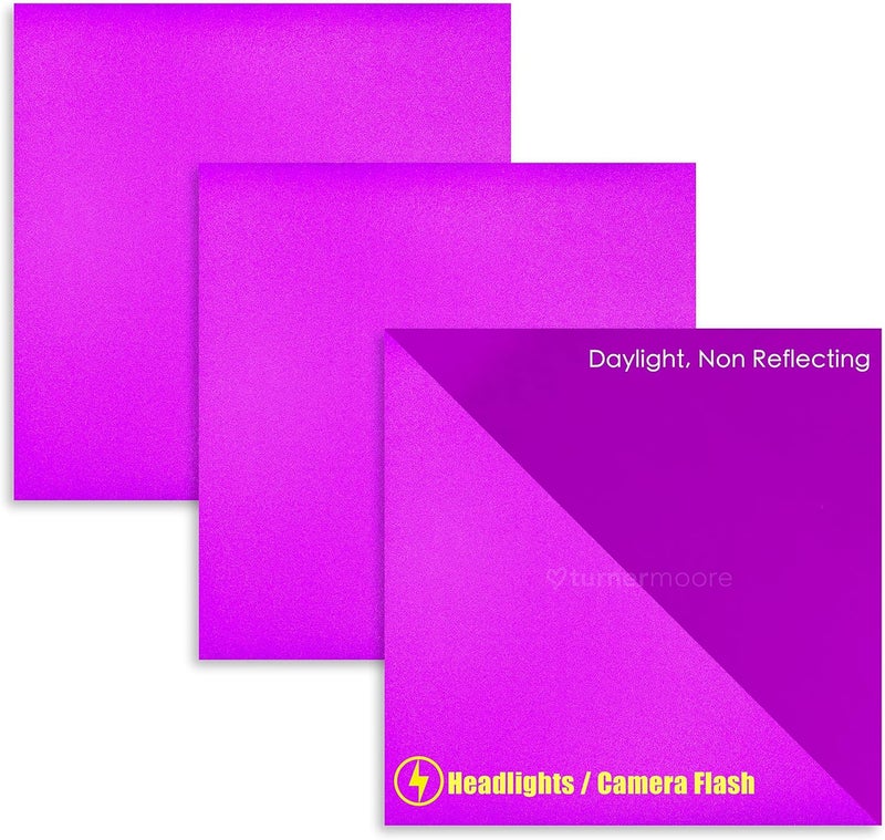 Turner Moore Edition فينيل عاكس أرجواني، أوراق فينيل لاصقة دائمة 12 × 12، فينيل عاكس لـ Cricut، السيارات، الدراجات، الملصقات، اللصاقات، اللافتات، الخوذات، صناديق البريد، شريط عاكس من طبعة تيرنر مور (حزمة من 3) - Image 1