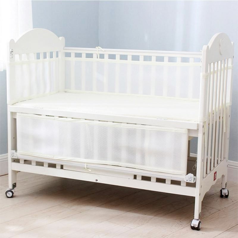 Breathable Baby Crib Mesh Liner Infant Children Crib Protector Bumper Crib (150+320) x 27 x 0.25cm White - Image 5