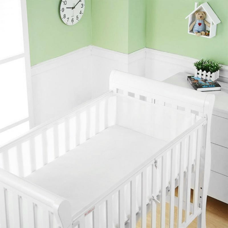 Breathable Baby Crib Mesh Liner Infant Children Crib Protector Bumper Crib (150+320) x 27 x 0.25cm White - Image 4