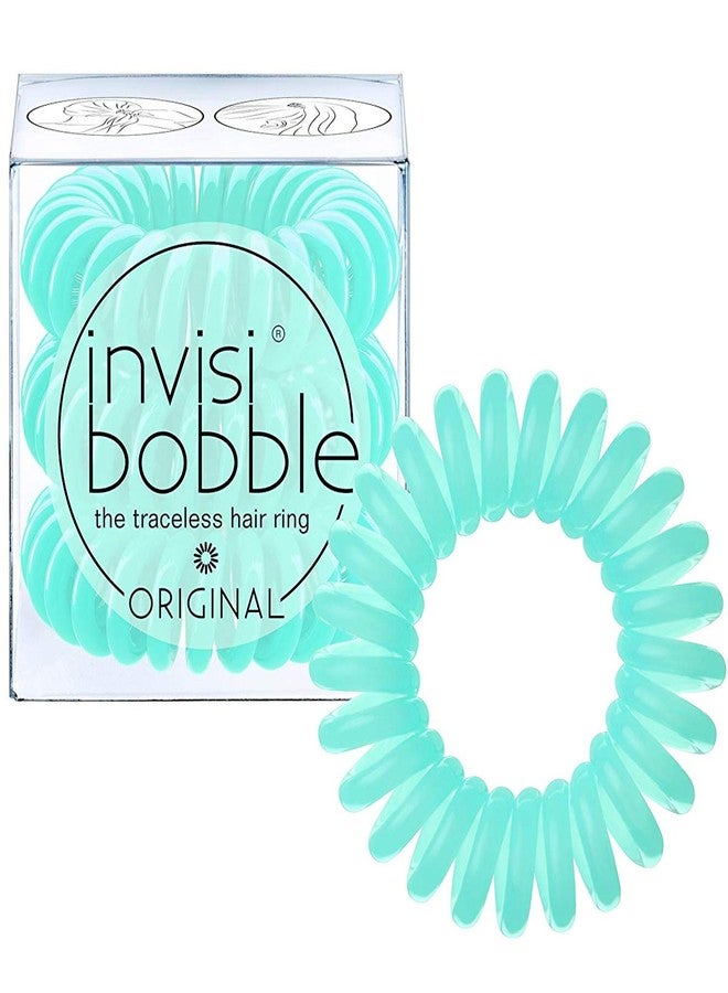 invisibobble Original Traceless Spiral Hair Ties with Strong Elastic Grip, Non-Soaking, Accessories for Women - Mint to Be (Pack of 3) - Image 1