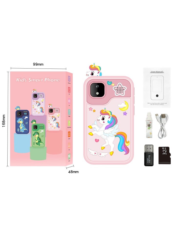 general Cute cartoon HD video kids phone with 5MP camera, fun filters and educational games, mini TF card, 32G storage, the card is a perfect gift for boys/girls - Image 1