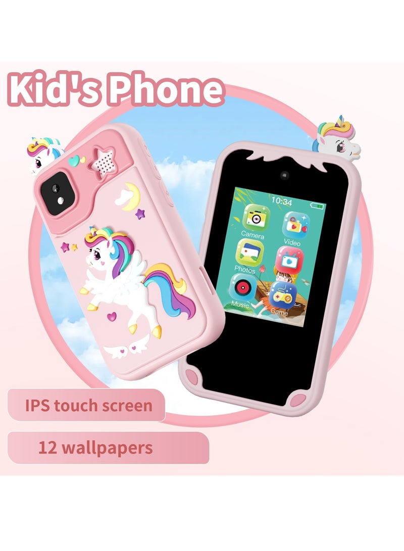 general Cute cartoon HD video kids phone with 5MP camera, fun filters and educational games, mini TF card, 32G storage, the card is a perfect gift for boys/girls - Image 5