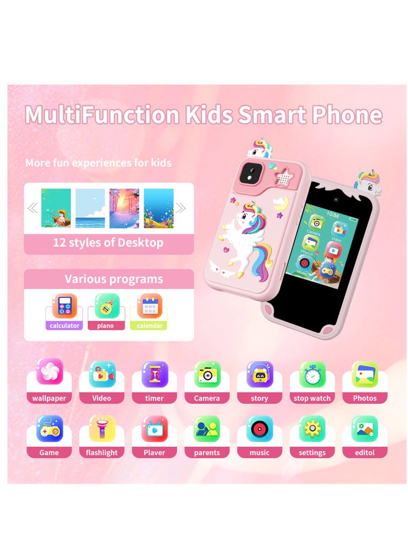 general Cute cartoon HD video kids phone with 5MP camera, fun filters and educational games, mini TF card, 32G storage, the card is a perfect gift for boys/girls - Image 4