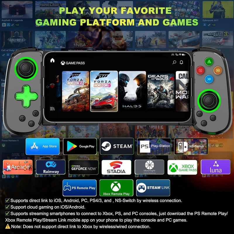 وحدة تحكم ألعاب الهاتف Koiiko لأجهزة iPhone 17/Android/PC/Switch، لتشغيل COD وGenshin، ودعم البث على PS5/Xbox/PC Console، وألعاب السحابة اللاسلكية لعصا التحكم، مع Turbo/6-Axis Gyro/Dual Motor، باللون الأخضر - Image 3