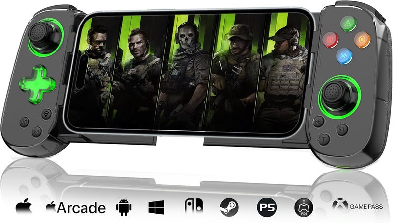 وحدة تحكم ألعاب الهاتف Koiiko لأجهزة iPhone 17/Android/PC/Switch، لتشغيل COD وGenshin، ودعم البث على PS5/Xbox/PC Console، وألعاب السحابة اللاسلكية لعصا التحكم، مع Turbo/6-Axis Gyro/Dual Motor، باللون الأخضر - Image 1