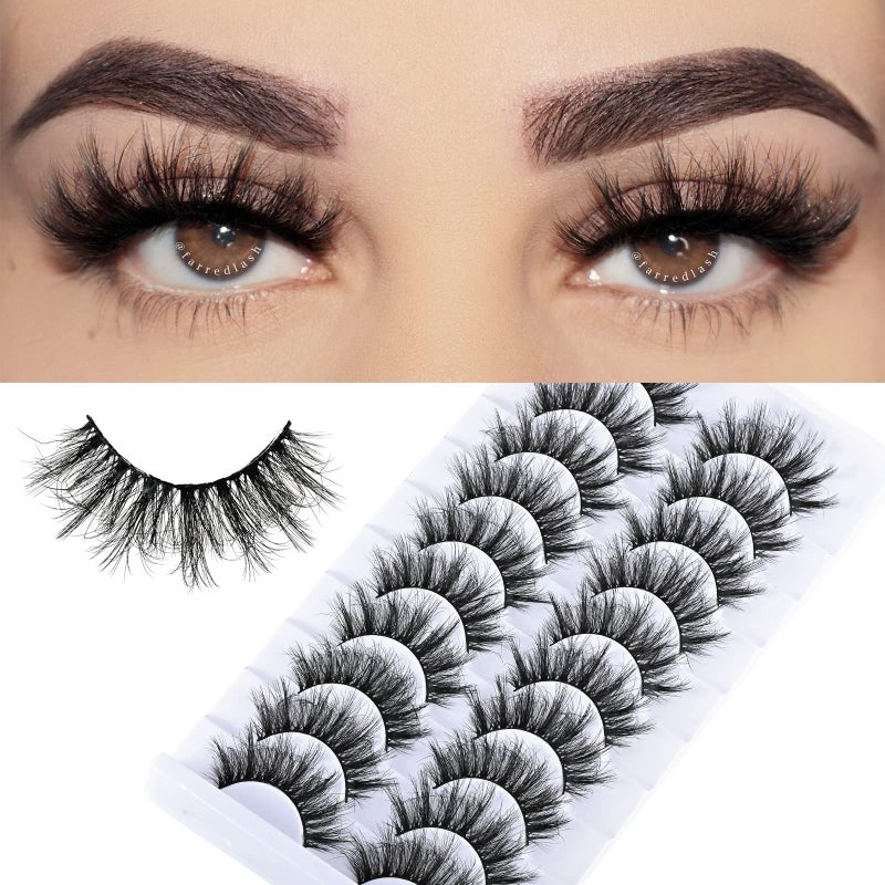 FARRED Natural Lashes Short False Eyelashes Wispy Mink Eye Lash Fluffy Wispies Eyelash Natural Look 10 Pairs Fake Lashes Pack Volume Lash Strips Pestaas