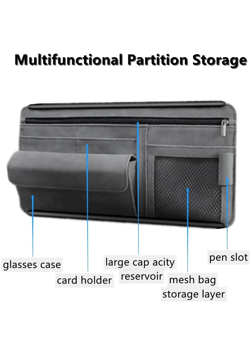 SOLARAE Car Sun Visor Organizer, Auto Interior Accessories Storage Pocket Organizer with Multi-Pocket Net Zipper Pouch Sunglass Holder for Car Truck SUV Case Bag for Card License Registration - Image 5