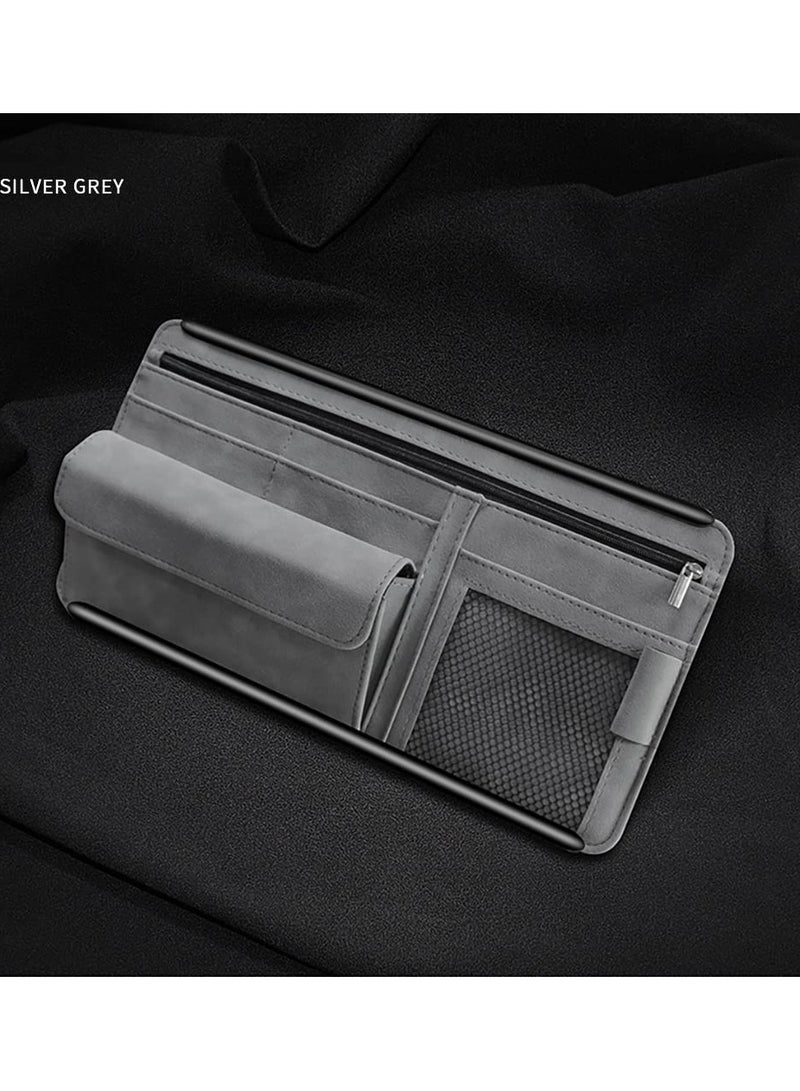 SOLARAE Car Sun Visor Organizer, Auto Interior Accessories Storage Pocket Organizer with Multi-Pocket Net Zipper Pouch Sunglass Holder for Car Truck SUV Case Bag for Card License Registration - Image 4